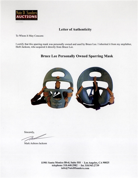 Bruce Lee Owned & Used Sparring Mask